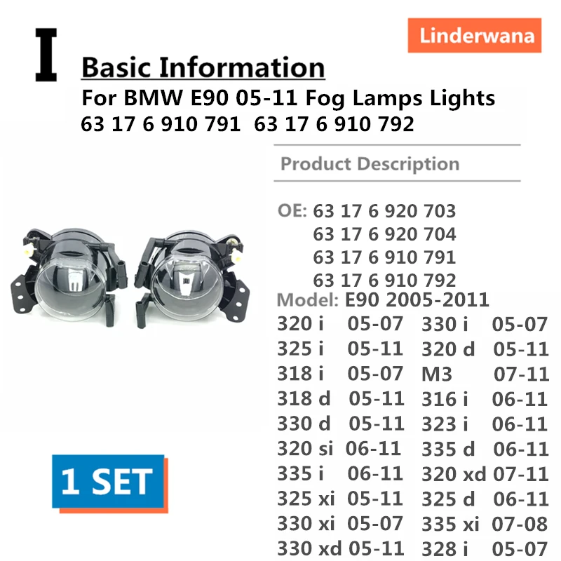 Противотуманные фары для BMW E90 05 11 330 320 xd 325 318 335 i d 316 323 328 M3 xi si 63 17 6 910 791|Фара авто в