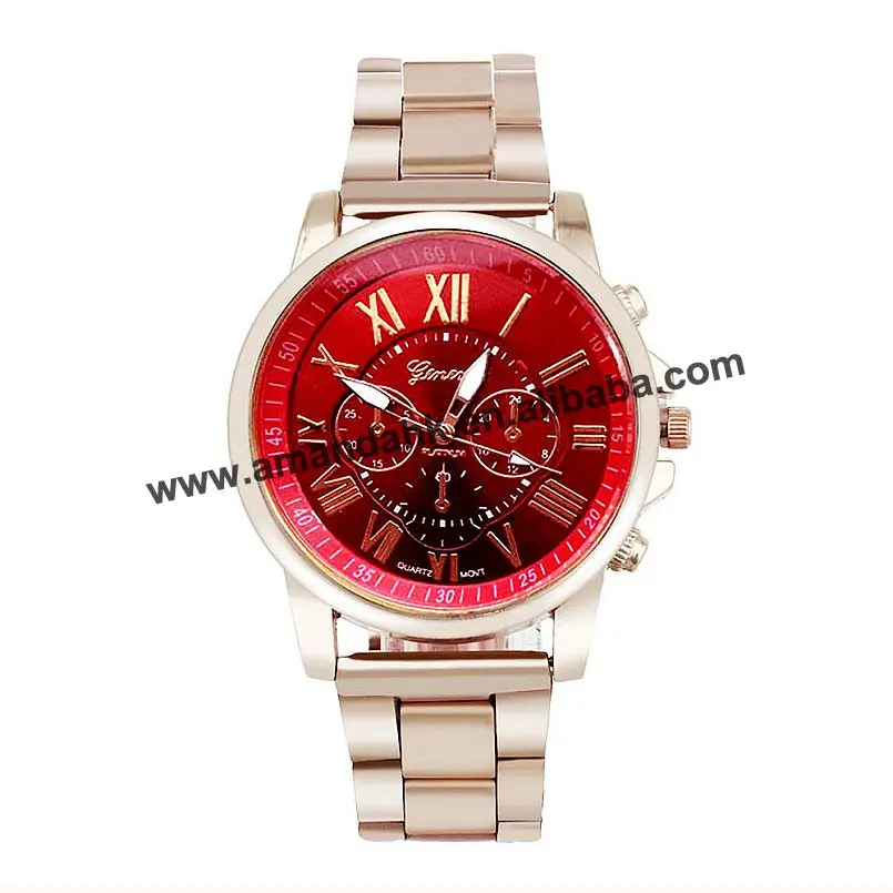 nice belt red Женские часы GENEVA Roman Number Hours Case повседневные часы аналоговые Мужские кварцевые наручные часы GENEVA - Цвет: nice belt red