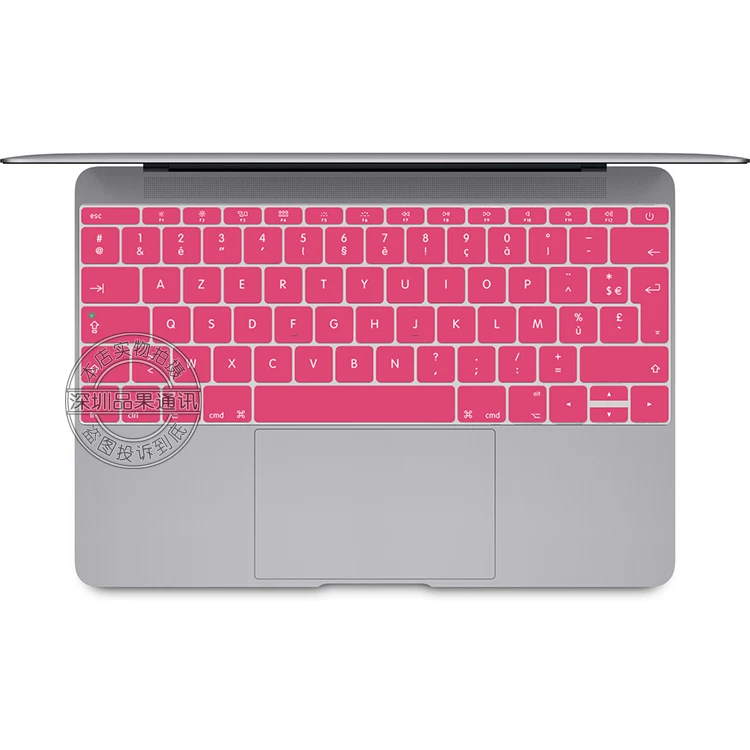 Coosbo-Франция/Французский AZERTY Красочные Силиконовый чехол кожи защита наклейка для 1" Mac Macbook/12 дюймов macbook12 - Цвет: pink