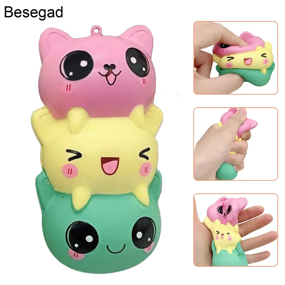 Besegad 11 5 см милый Kawaii Kitty панда Кот медведь сжимаемая игрушка медленно