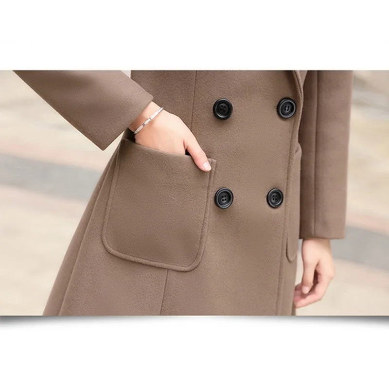 

Plus Size 3XL 2020 Women Winter Wool Coats Warm New Slim Fit Parkas Casual Office Lady Blends Double-breasted Womans Coat Jacket