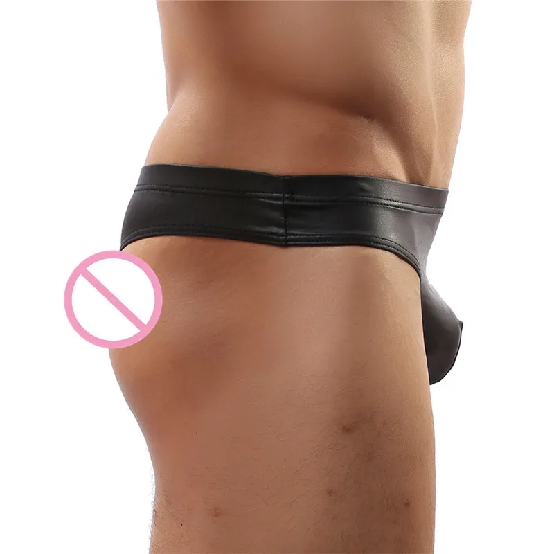 Сексуальное мужское нижнее белье YUFEIDA черные Трусы стринги из искусственной кожи
