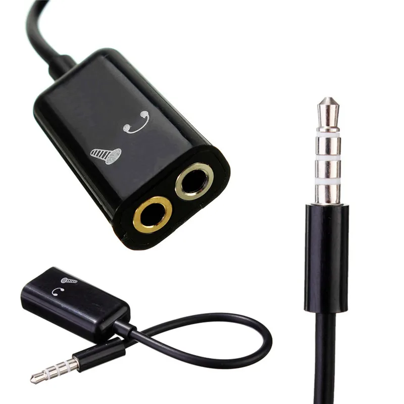 4 полюсный сплиттер 3 5 мм стерео аудио штекер наушники гарнитура + адаптер