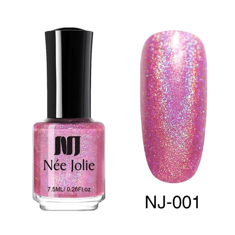 7.5ml Holo-01 Лак для ногтей NEE JOLIE Pink Series, быстросохнущий, 3,5 мл, 7,5 мл, голографический матовый блеск, зеркальный эффект, лак для ногтей, 18 цветов - Цвет: 7.5ml Holo-01