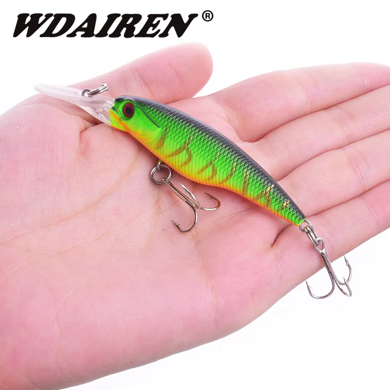 

1Pcs Fishing Lures 3D Eyes Floating Laser Minnow 80mm 5.7g Hard Aritificial Wobblers Crankbait Plastic Baits Pesca Isca