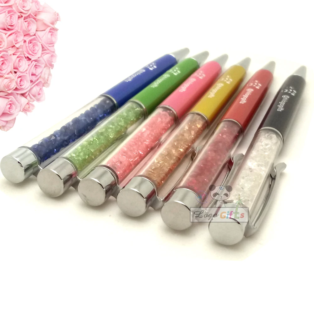 

1000 pieces/lot 10 colors Hot-selling with Noble Crystal Pen Ballpoint Roller Ball Luxury Rollerball Pen For Gift free shipping