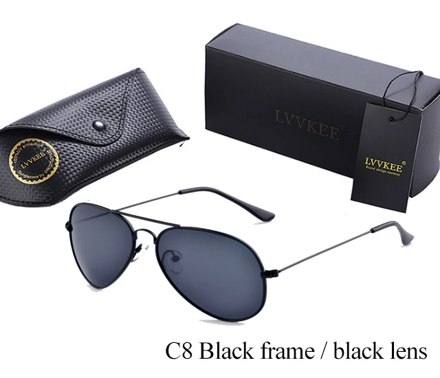 C8 With case LVVKEE брендовые солнцезащитные очки в классическом стиле авиации металлическая оправа 58 мм g15 объектив 3025 поляризованных солнцезащитных очков Wo Для мужчин s/Для мужчин очки, подходят для вождения, солнцезащитные очки UV400 лучей - Цвет линз: C8 With case