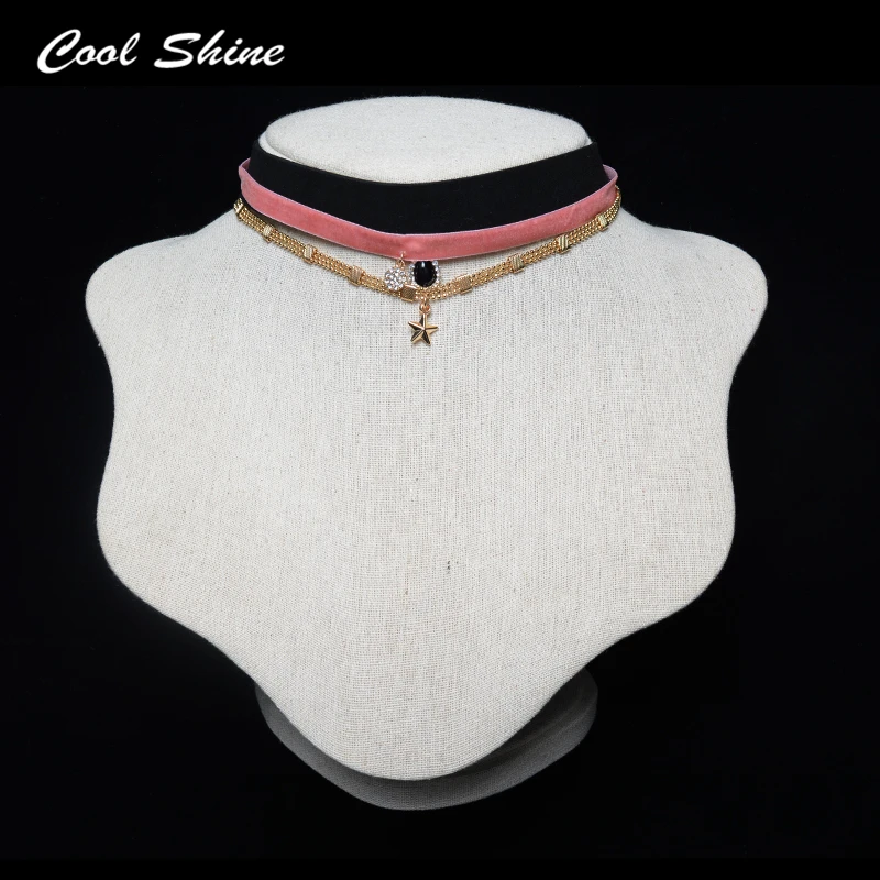 Ojshang New 2016 Three Rope Chain Fashion Collar Necklaces &amp Pendants Gem Choker Statement Necklace Maxi Jewelry Free Shipping |
