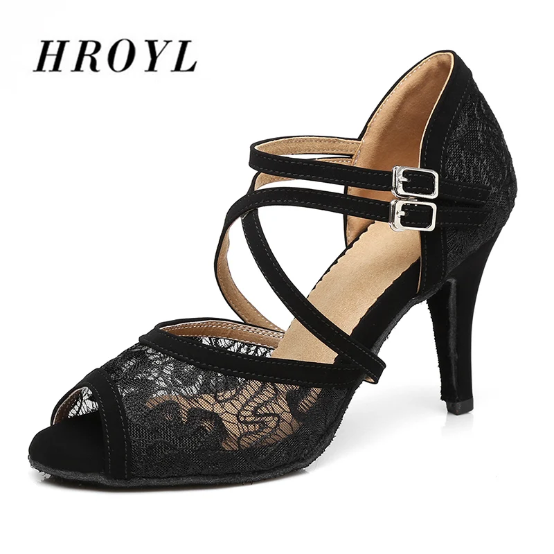 HROYL Latin Dance Shoes For Women Girls Ladies Ballroom Tango Dancing Shoes Salsa Spike Thin Heels  10/8.5/7.5/6CM Wholesale