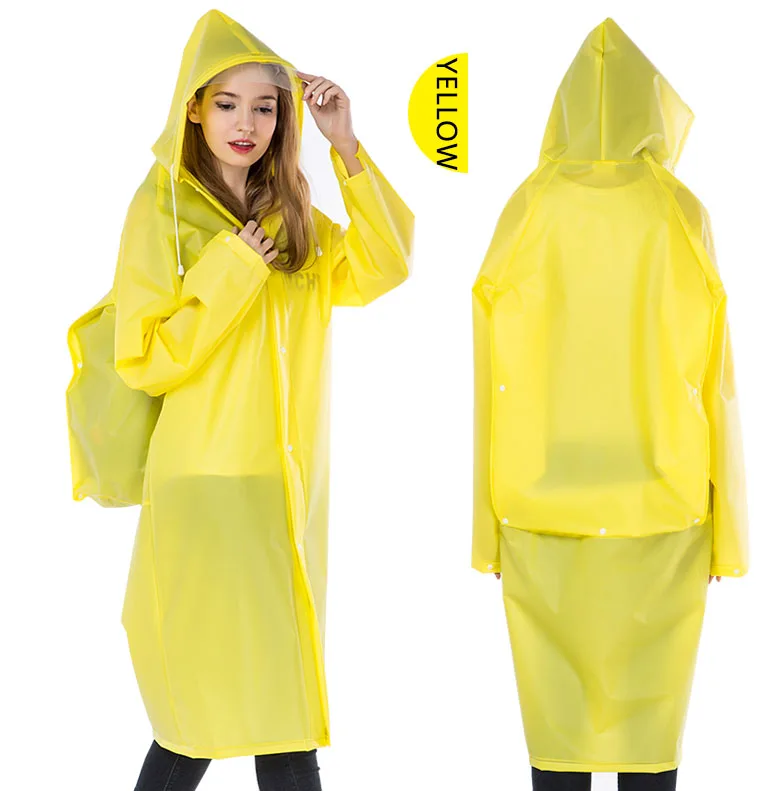 Yellow Yuding дождевик пластиковый толстый дождевик для женщин \ мужчин дождевик Универсальный водонепроницаемый туристический Туризм с капюшоном школьный плащ - Цвет: Yellow