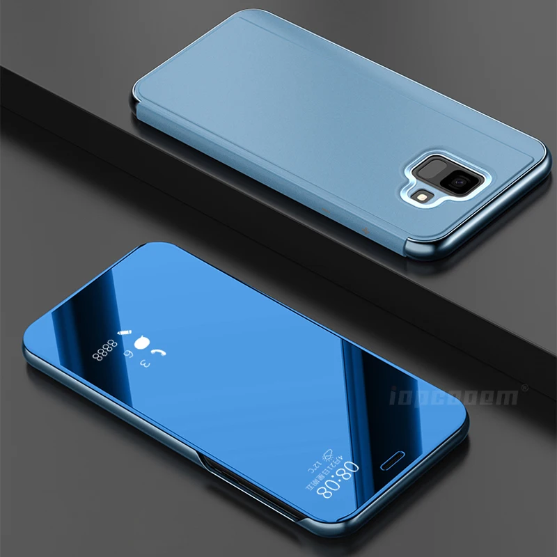 Умный зеркальный чехол для телефона Samsung Galaxy A6 Plus 2018 полное покрытие ударопрочный