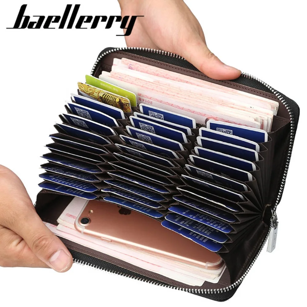Baellerry, мужские длинные кошельки для карт, 36, несколько держателей карт, стильный мужской кошелек на молнии, Большой Вместительный брендовый кошелек для мужчин