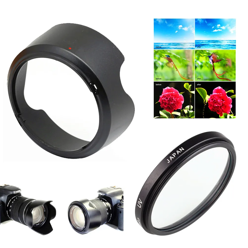 УФ фильтр 58 мм бленда для объектива Canon EOS 250D 200D 100D SL3 SL2 SL1 Kiss X10 X9 с объективом 18 55 f/4 5