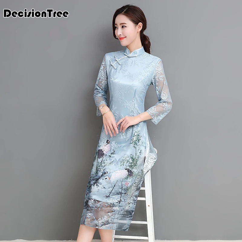 Азиатская одежда aodai vietnam cheongsam более женственное платье для женщин китайское традиционное платье