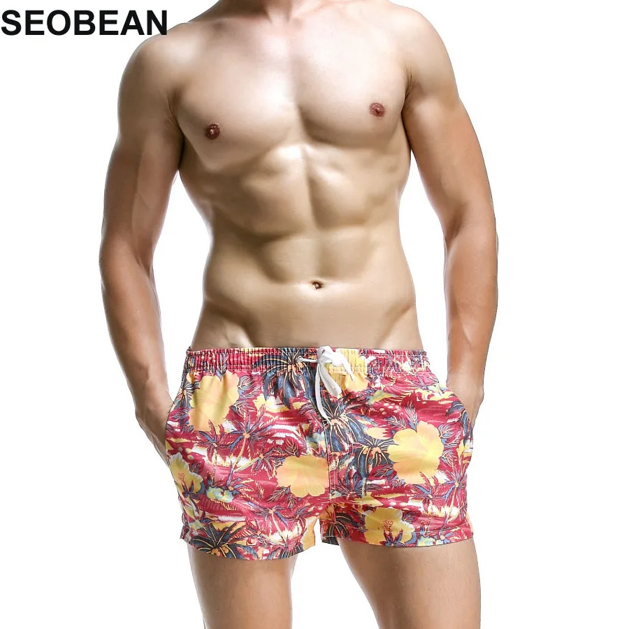 SEOBEAN красные кокосовые пальмы пляжные мужские купальные шорты сексуальные