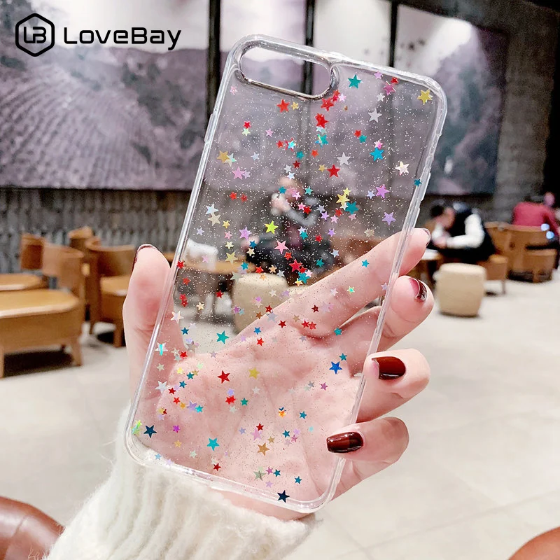Чехол Lovebay с яркими звездочками для iphone 11 Pro Max XS XR X 6 6S 7 8 Plus прозрачный мягкий чехол