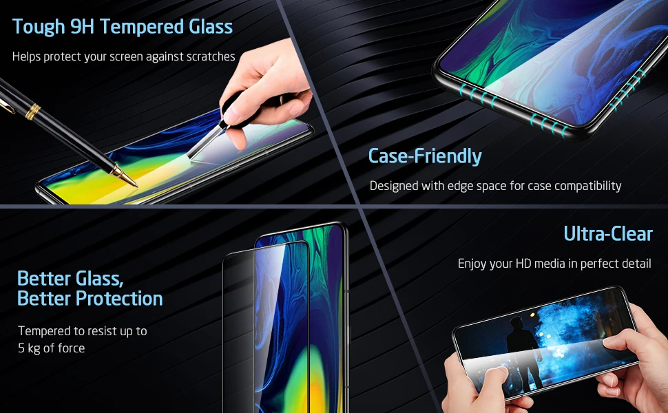 2 шт./лот ESR Защита экрана для samsung Galaxy A50 A70 полное изогнутое закаленное стекло для samsung Galaxy A40 A70 A80 стеклянная пленка