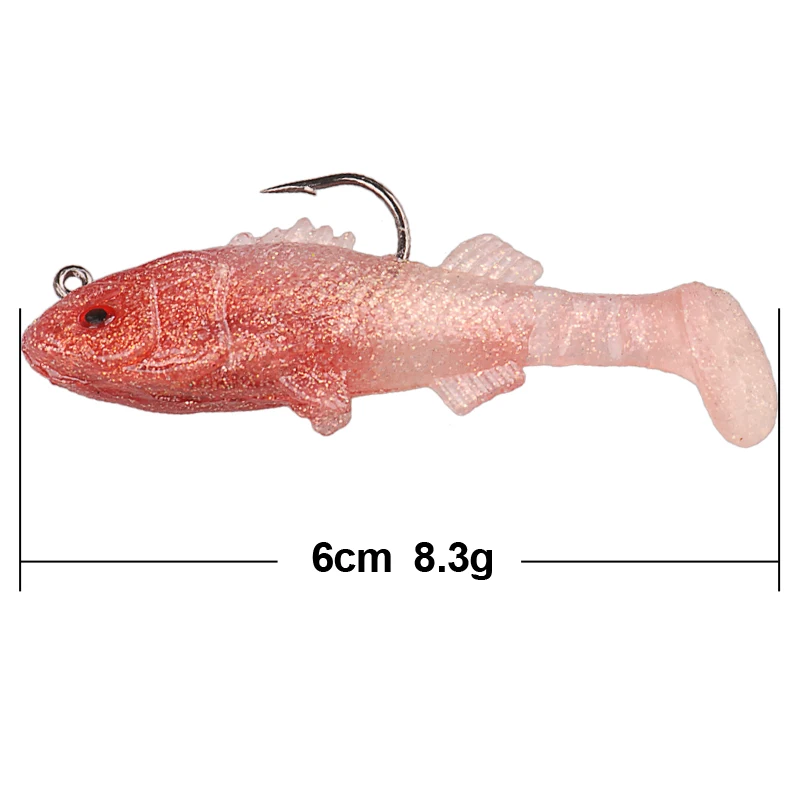 

4Pcs Soft Fishing Lures 6cm/8.3g Artificial Soft Baits Silicone Fish Shap Bait Isca Metal Jig Souple Peche Carp Fishing Tackle