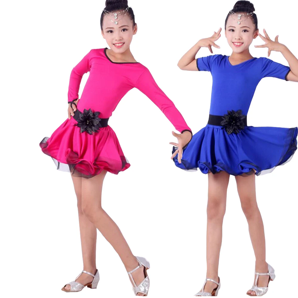 Платье для латинских танцев с длинными рукавами девочек детское нарядное платье