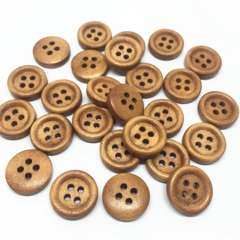 

500pcs 12mm Brown Wood Buttons 4 Holes Sewing Wooden Button For Scrapbooking Embellishments Cardmaking