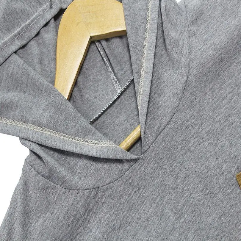 New 2016 Pullovers Fashion Women Contrast Color Hooded Knit Brief Sweaters Pocket Casual Gray Plus Size S-XL | Женская одежда