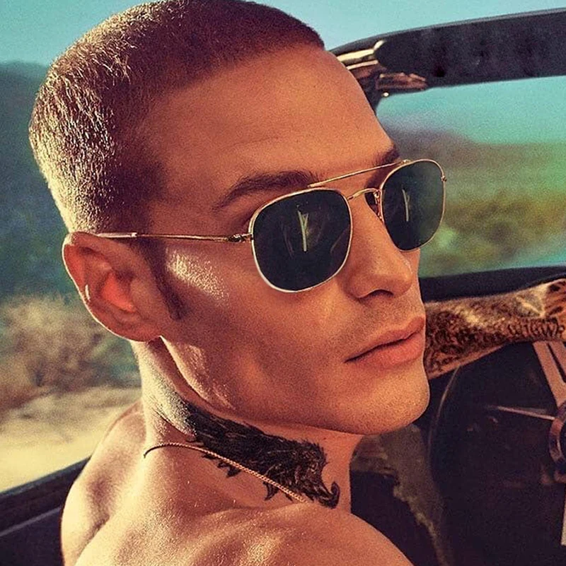 Модные Винтажные квадратные металлические солнцезащитные очки в авиационном