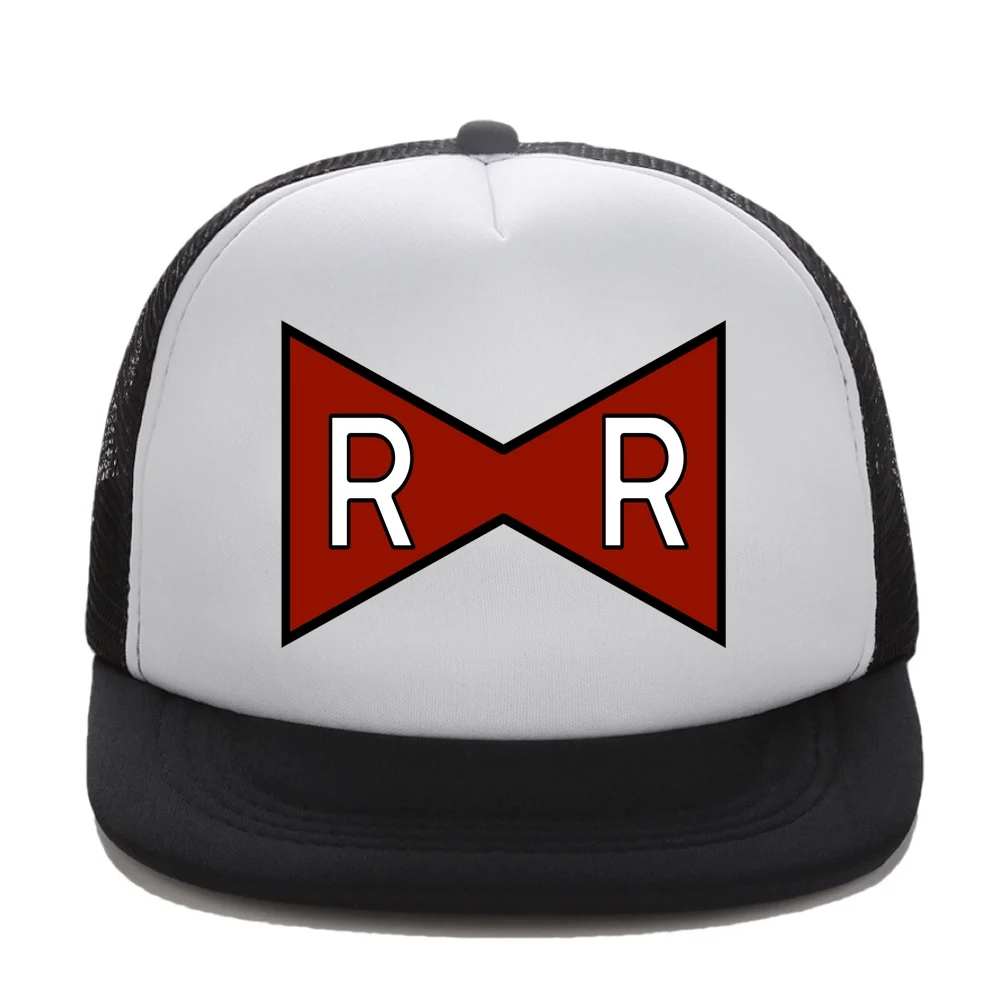 Black Flat Visor Dongking Trucker Кепки красной лентой армии печати Dragon Ball Z взрослых Trucker Hat сетки плоский козырек Snapback Hat Кепки дети дракон Кепки подарок - Цвет: Black Flat Visor