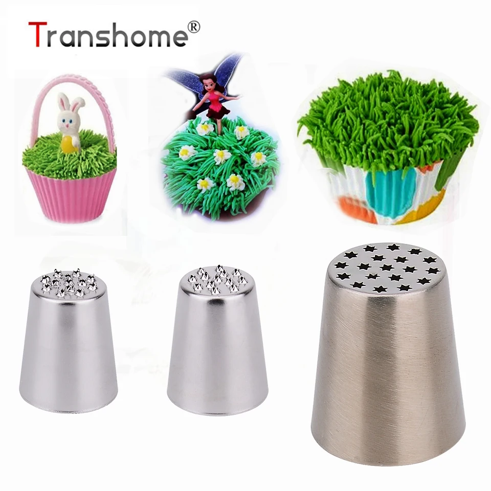 

Transhome Icing Piping Nozzles 1Pc or 3pcs/set Grass Cream Pastry Nozzles Pastry Decor Russian Tips Cake Decorating Tools