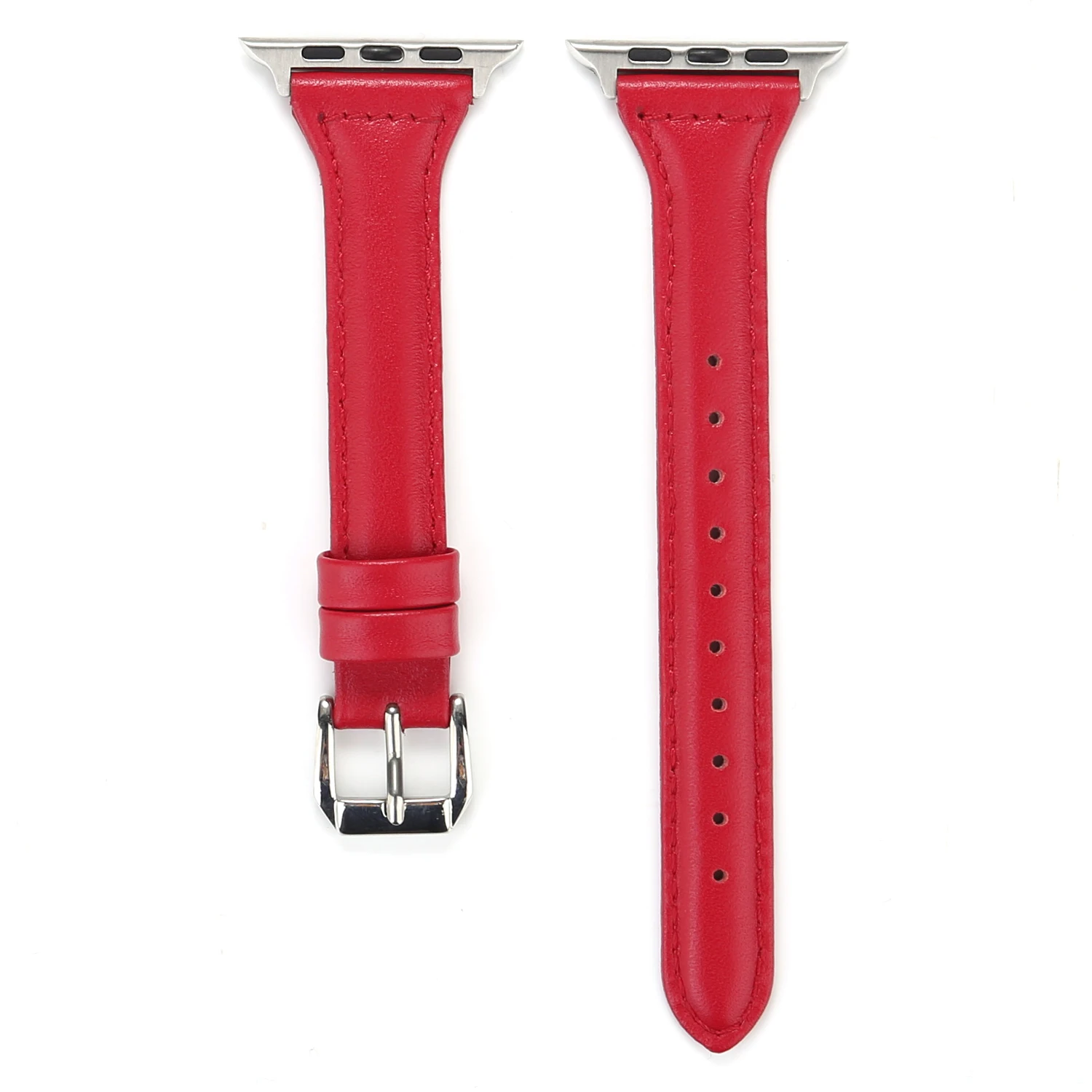 Аксессуары для часов Ремешок для Apple Watch Band 44 мм 42 мм и Apple Watch ремешок из натуральной кожи 40 мм 38 мм браслет для iwatch - Цвет ремешка: Красный