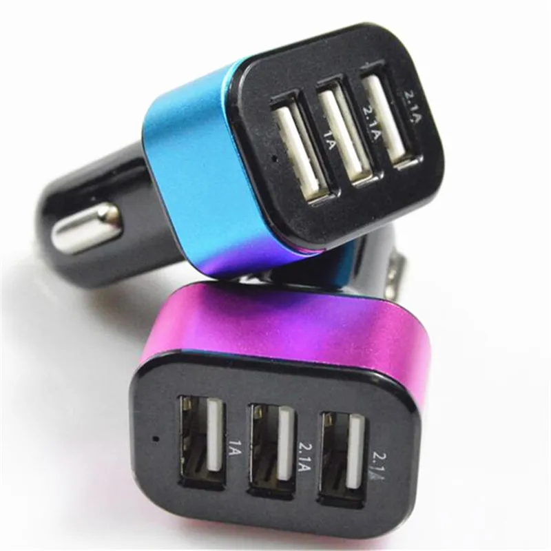 Мини универсальное автомобильное зарядное устройство 5.1A 3 USB порта для iPhone 4 4S 5 5S