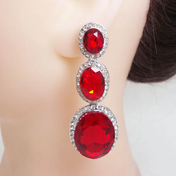 Очаровательная Красная овальная слезинка, серьги-подвески для невесты, ювелирные украшения для женщин
