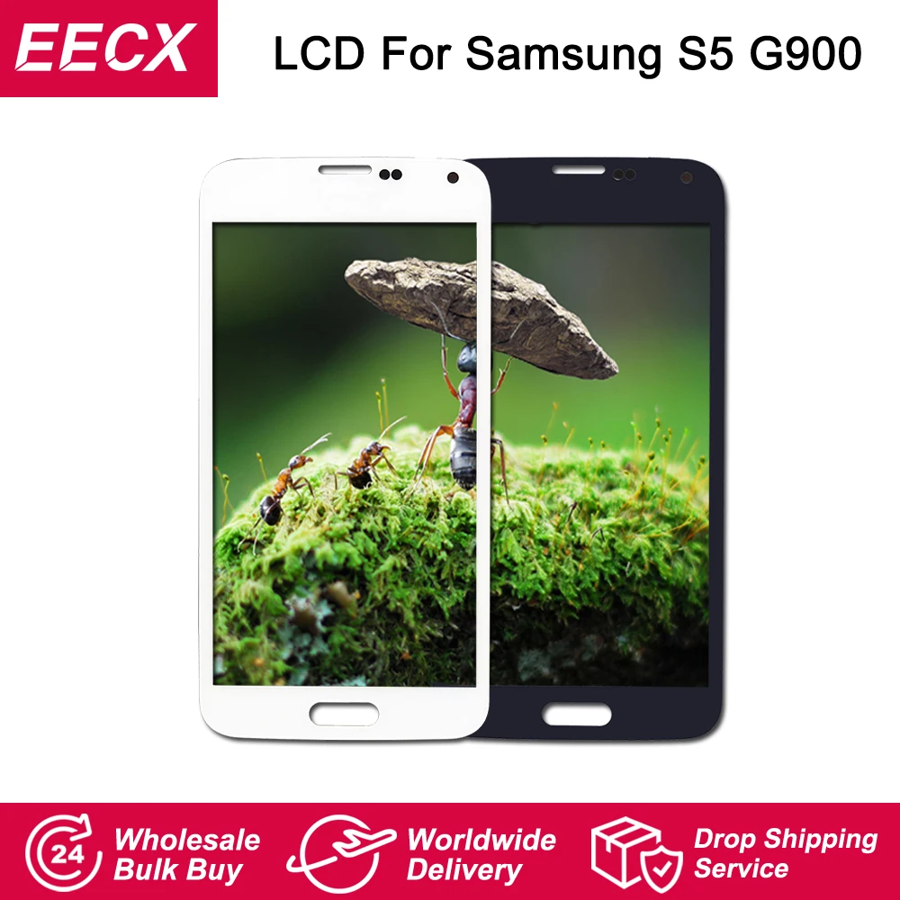 S5 LCD для Samsung Galaxy G900F G900 экран дисплей кодирующий преобразователь сенсорного