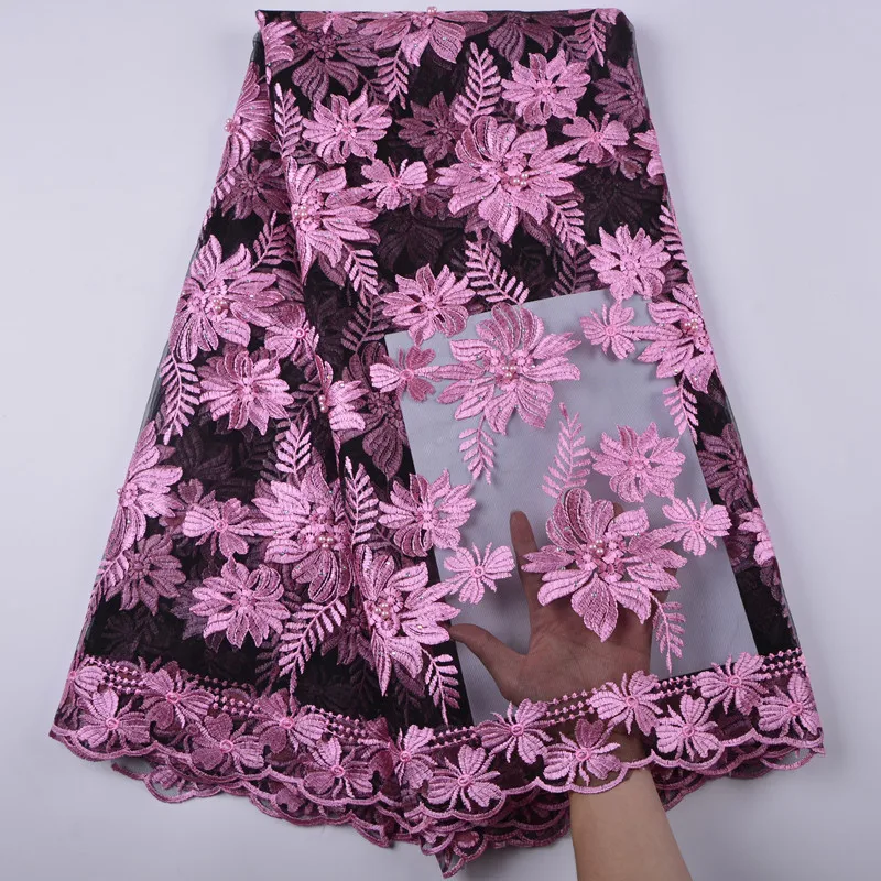 

New Design African Style French Lace With Beads Best Quality Embroidered French Tulle Net Lace With Stones For Women Bridal1346B