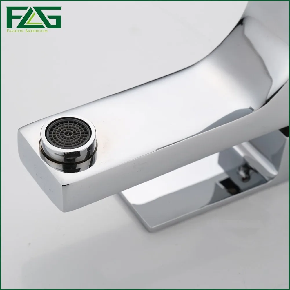 FLG Chrome Brass Basin faucets Deck Mounted Cold and Hot Water Square Bathroom Faucet Bath Sink Spool Tap 851-11C | Обустройство дома