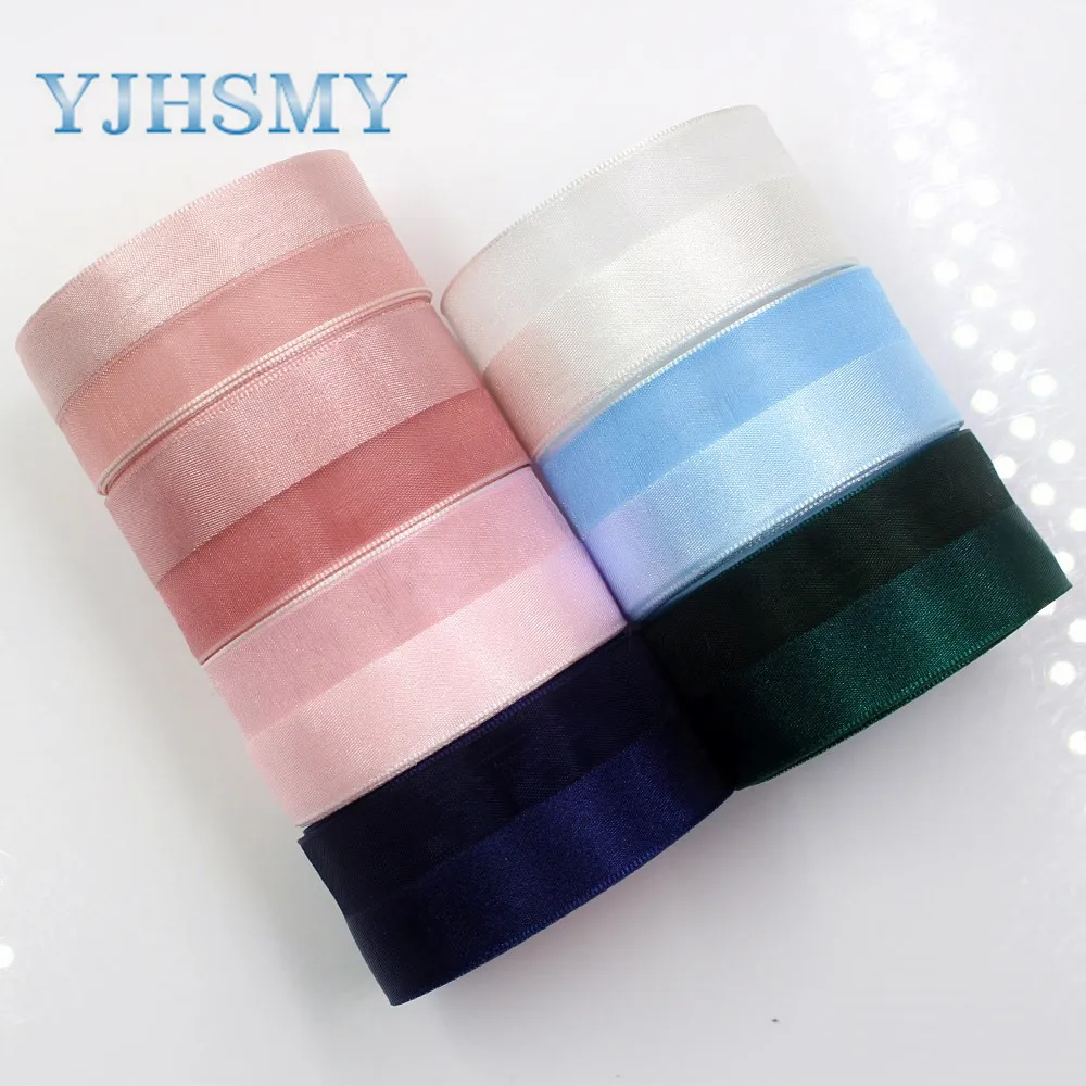 YJHSMY I-181103-104 10 ярдов/партия 25 мм Твердый атлас + Пряжа лента DIY ручной работы бант