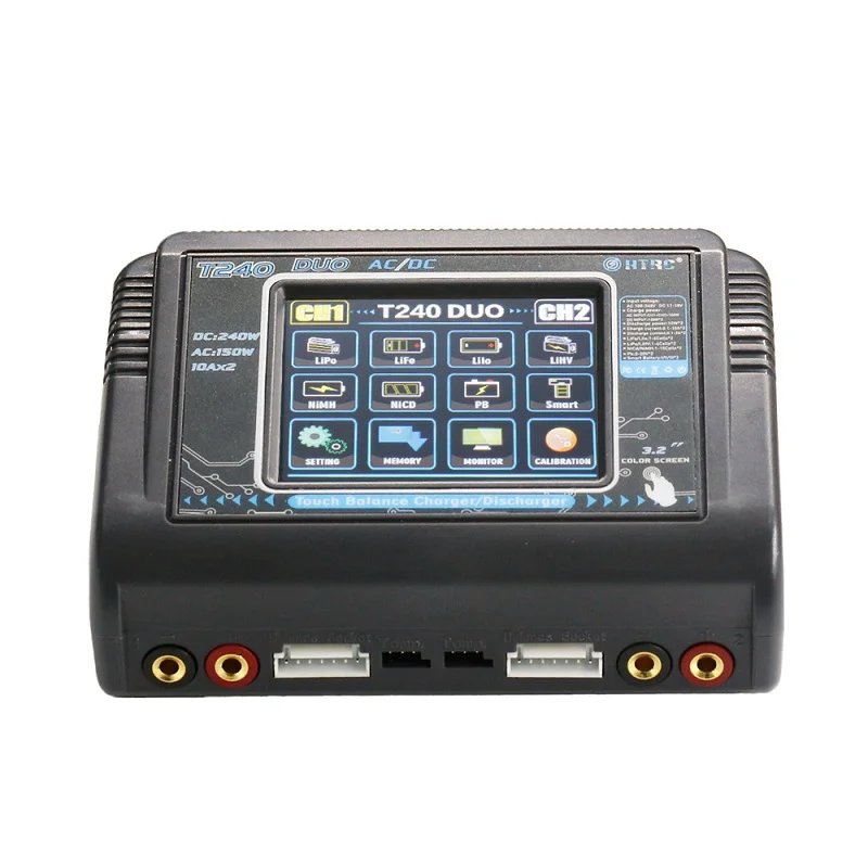 HTRC T240 DUO AC 150 Вт DC 240 10A сенсорный экран Двухканальное зарядное устройство баланса