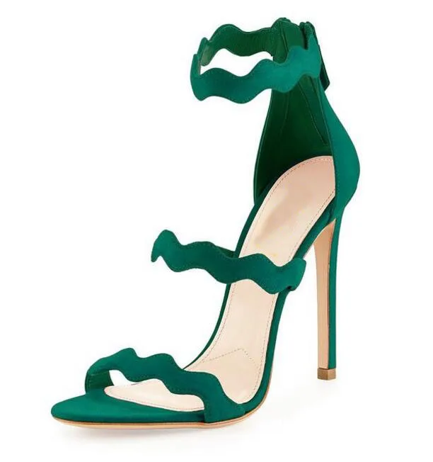 

Faux Suede Gladiator Style Women Sandals Multi Color High Heels Ankle Wrap Shoes Spool High Heels Sexy summer sandles for women