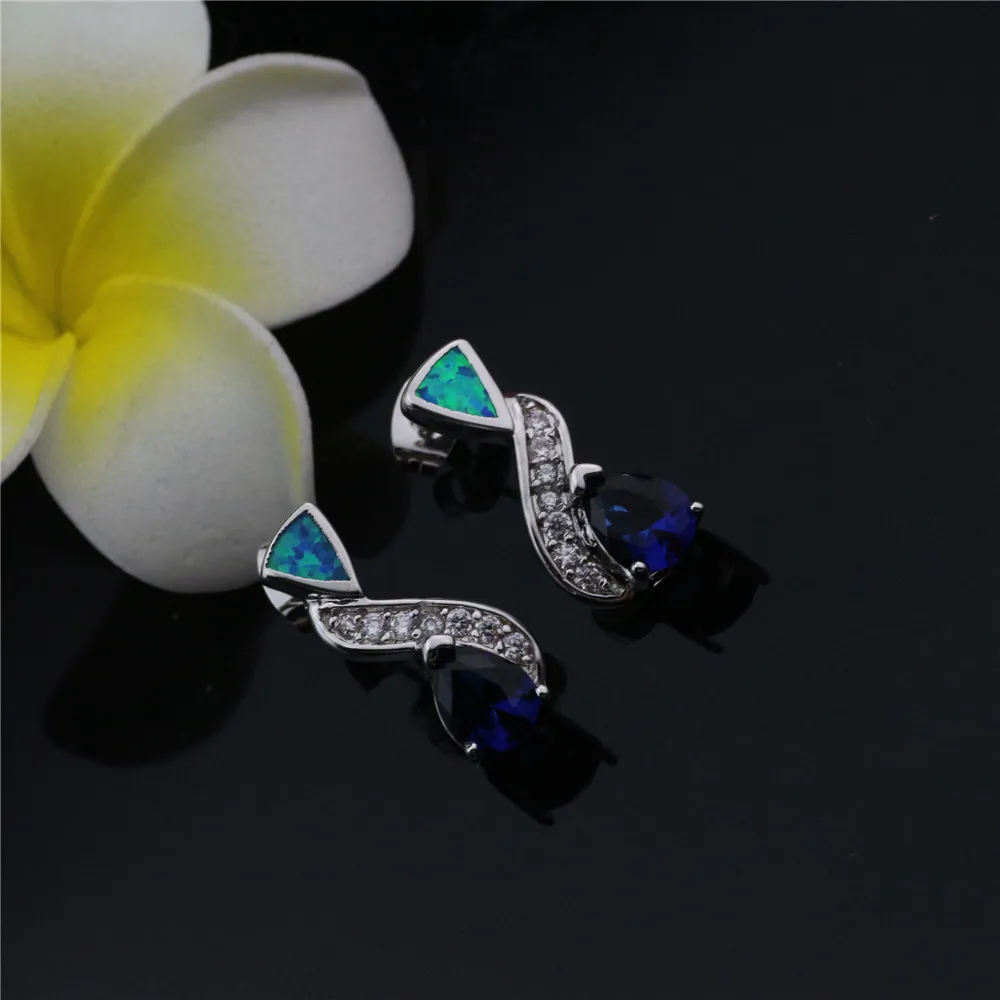 Вращающиеся удлиненные темно-синие Циркон Синий Opel серьги Индивидуальность Мода