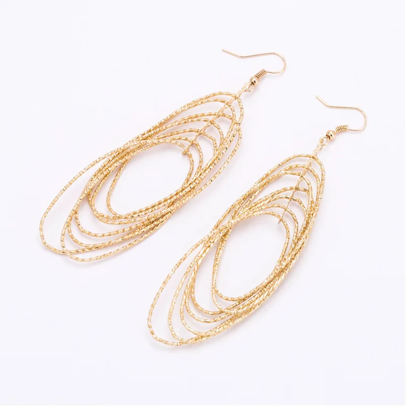 ZINFANDEL Temperament Alloy Korean Fashion Geometry Long Tassel Earrings For Women Concise Female Vintage Boho Wind Accessories | Украшения