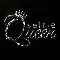 2pclot crown selfie queen hot fix patches appliques iron on rhinestone crystal transfers design for dress shirt
