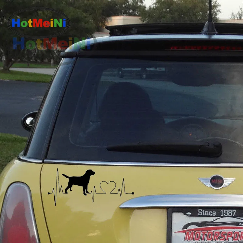 HotMeiNi 17.8*7.8CM Labrador Retriever Heartbeat Love JDM Car Sticker oem car window Vinyl sticker Black/Silver exc 13 color | Автомобили