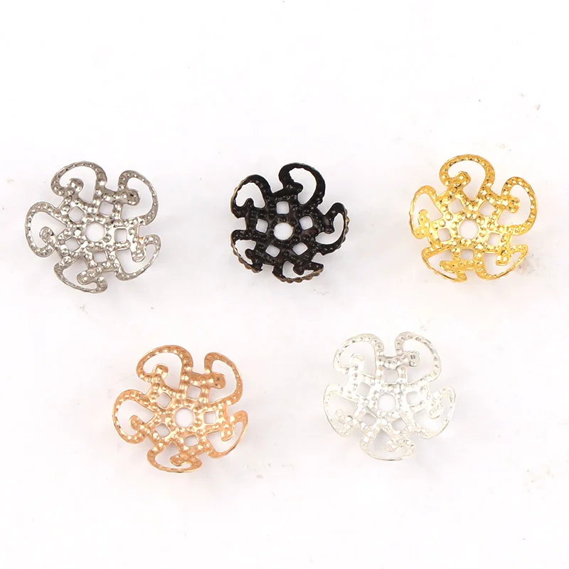 Блестящие винтажные филигранные Металлические Полые бусины разделители 11 мм