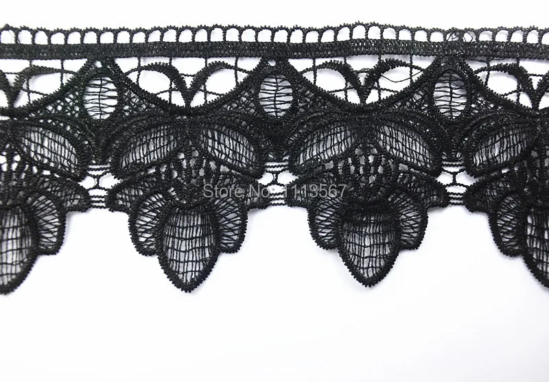 15 ярдов ремесло черный водорастворимый полый цветок украшение из ткани вышитая