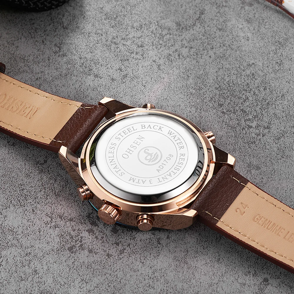 Часы наручные OHSEN Мужские кварцевые цифровые модные брендовые Водонепроницаемые