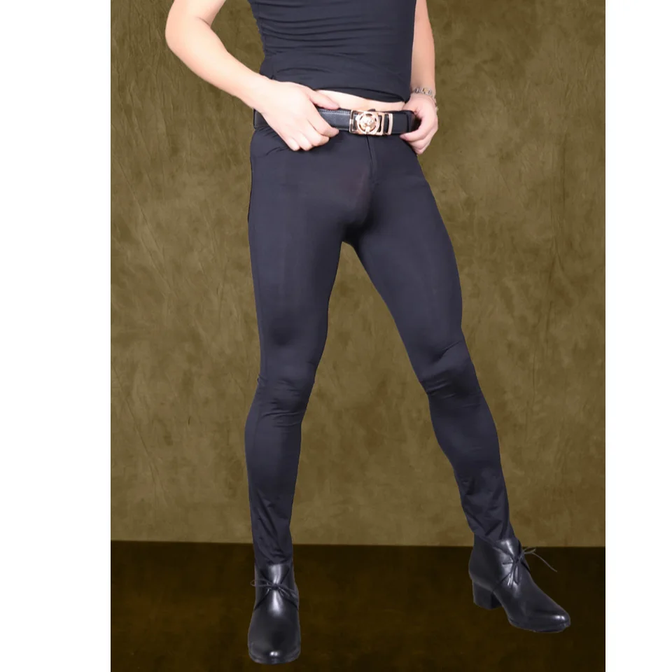 Брюки Карандаш мужские из вискозы пикантные однотонные прозрачные облегающие