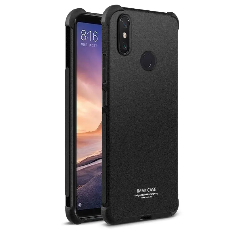 IMAK Xiaomi mi Max 3 чехол Xiao mi Max 3 чехол противоударный силиконовый мягкий прозрачный ТПУ чехол с защитой экрана - Цвет: matte black