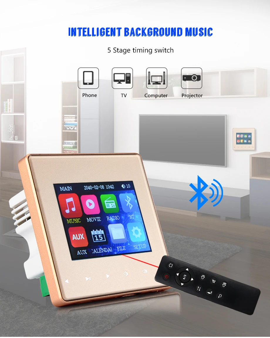 M86A, bluetooth, мини-усилитель, аудио, домашняя музыка, fm, настенный усилитель, домашняя аудиосистема, усилитель с сенсорным экраном