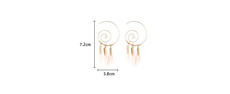 Sansummer новые модные большие круглые листья розовые перья Boho Feautiful массивные элегантные трендовые серьги для женщин ювелирные изделия