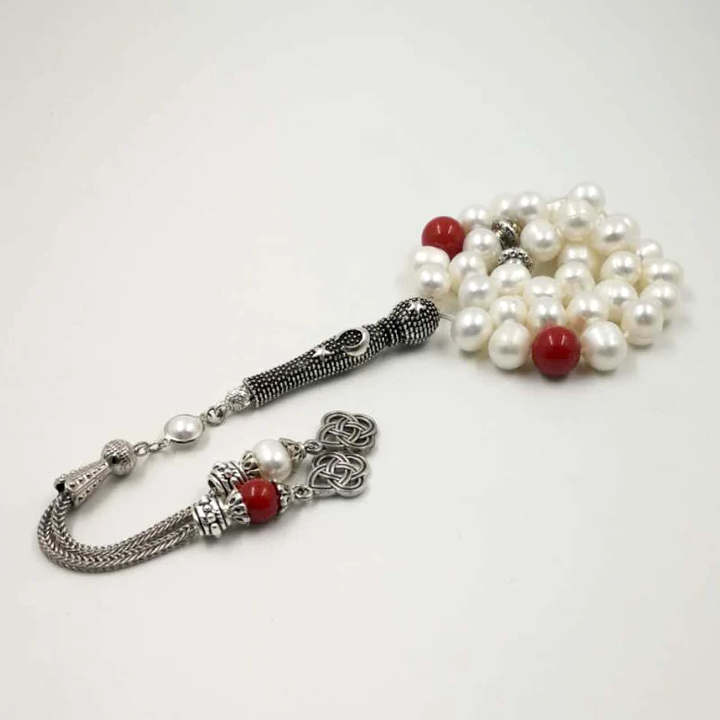Натуральный жемчуг Tasbih 33 66 99 мусульманский пресноводный жемчуг Tasbih Подарочный жемчужный браслет для женщин Misbaha love gift Islamic jwelry для женщин