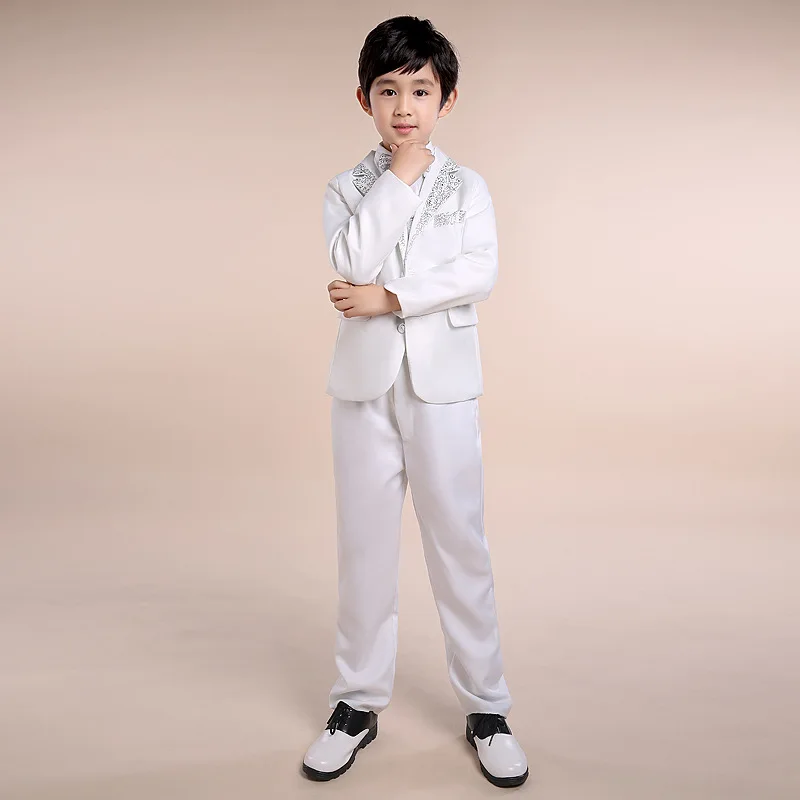 

Formal Boy Suits Slim Fit suit/Tuxedo Brand Fashion Bridegroon clothing Wedding white Suit Blazer Jackets+Vest+Pants+Tie+shirt